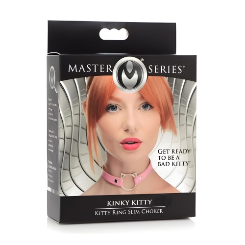 Master Series Kinky Kitty Ring Slim Choker - Pink