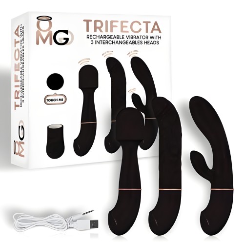 Trifecta Vibrator with Interchangeable Heads - Versatile Enjoyment