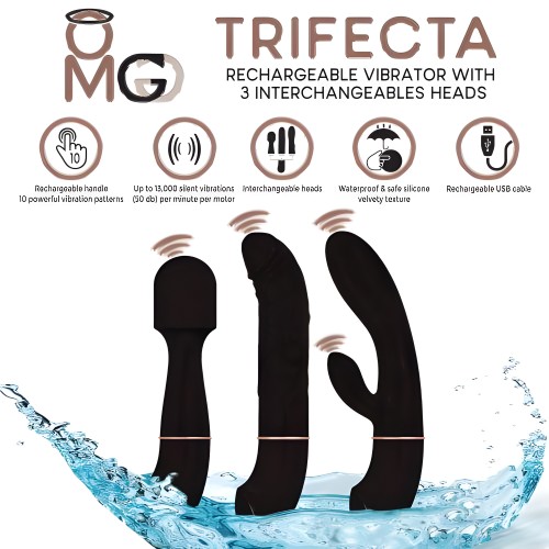 Trifecta Vibrator with Interchangeable Heads - Versatile Enjoyment