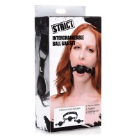 Strict Interchangeable Silicone Ball Gag Set Black