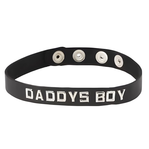 Daddy's Boy Wordband Leather Collar - Black