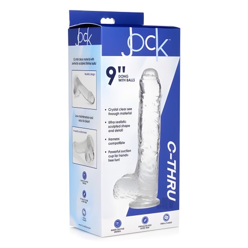 Dildo Jock C-thru con Testículos - 9 Pulgadas