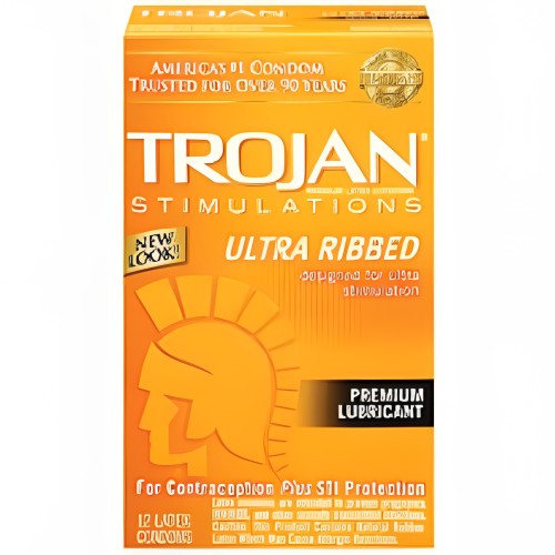 Trojan Stimulations Ultra Ribbed Paquete de 12