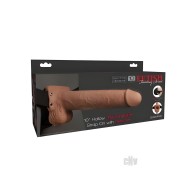 Fetish Fantasy 10in Hollow Rechargeable Strap-on With Remote, Tan