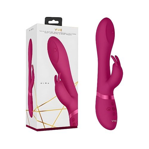 Mira Vibrador Conejito Triple Acción Rosa Impermeable