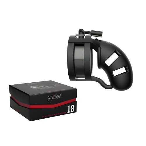 Cárcel Masculina Modelo 18 - Castidad - 3.5" - Jaula de Silicona con Separador de Testículos - Negra