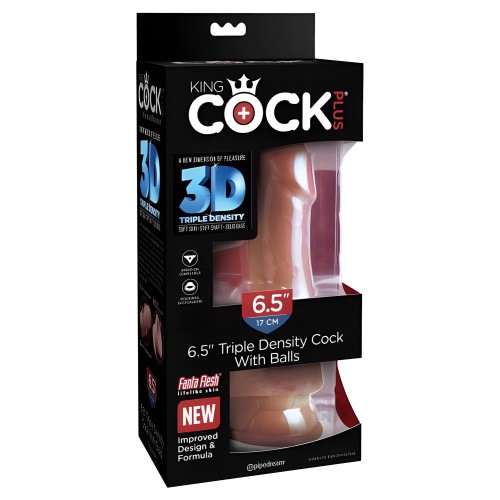King Cock Plus 6.5 In. Pene de Triple Densidad con Testículos Tan