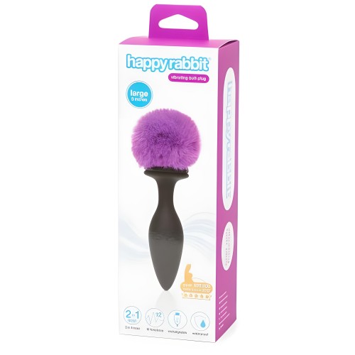 Happy Rabbit Plug Anal Vibrante Recargable Con Joya Intercambiable Y Puff Púrpura Grande