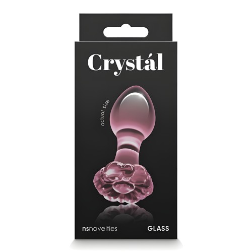 Crystal Flower Glass Anal Plug Pink