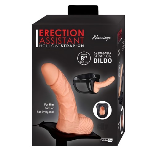 Arnés Hollow Strap-on Asistente de Erección de 8 Pulgadas Blanco
