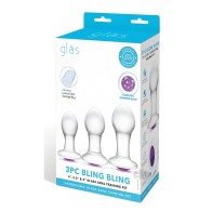 Kit de Entrenamiento Anal de Vidrio Bling Bling 3", 3.5", 4"