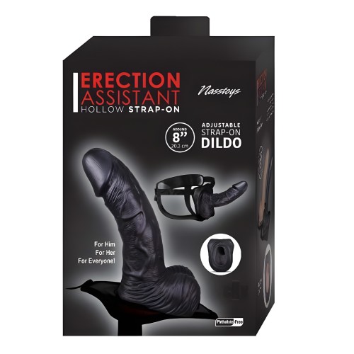Erection Assistant Hollow Strap-on 8 In. Black - Adjustable Harness