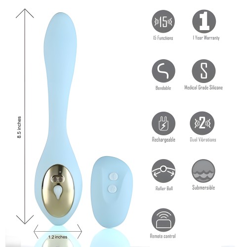 Harmonie Dual Vibrator Teal Silicone Rechargeable 8.5 inches