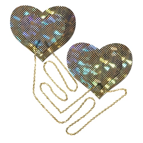 Gold Shattered Disco Ball Heart Pasties