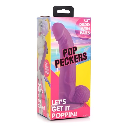 Pop Peckers Dildo W/balls 7.5 Purple