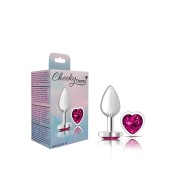 Cheeky Charms Heart Bright Pink Small Silver Plug