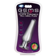 Cloud 9 Gems Silver Chromed Tall Anal Plug - Medium