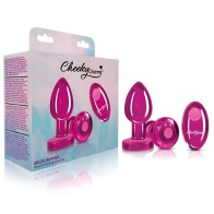 Cheeky Charms Vibrating Metal Plug Pink Medium W/ Remote