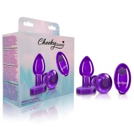 Cheeky Charms Vibrating Metal Plug Purple Small W/ Remote