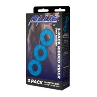 Anillos para el Pene Blue Line Ribbed Rider 3pk