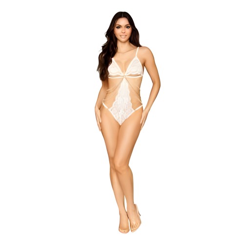 Stretch Lace Teddy with Pearls