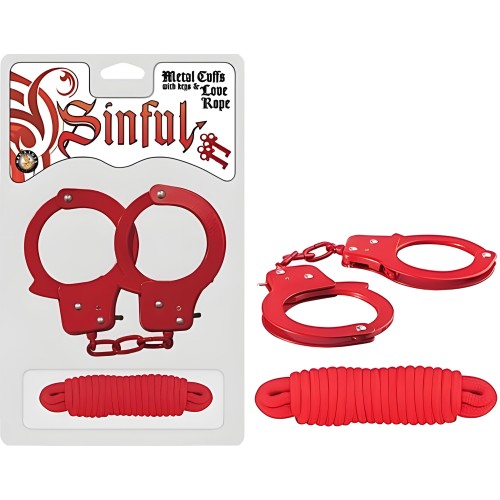 Sinful Metal Cuffs With Keys & Love Rope