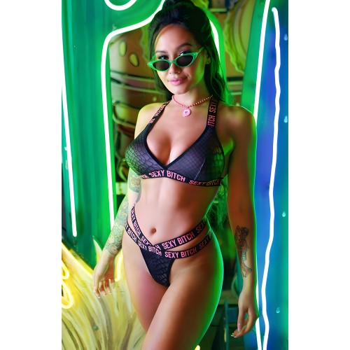 Conjunto de Bralette y Panty con Tiras Sexy Bitch