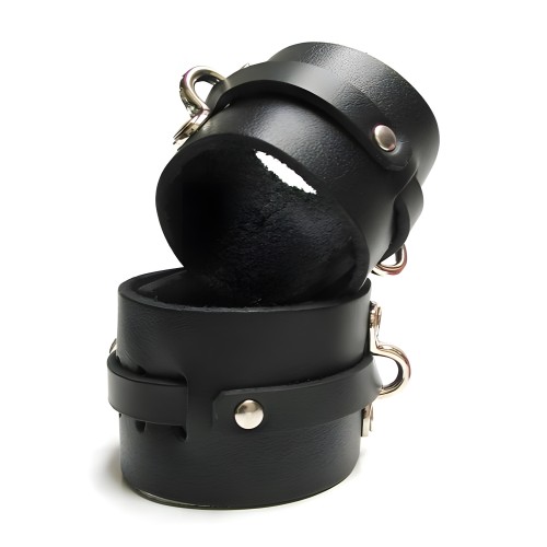 KinkLab Leather Ankle Cuffs Black