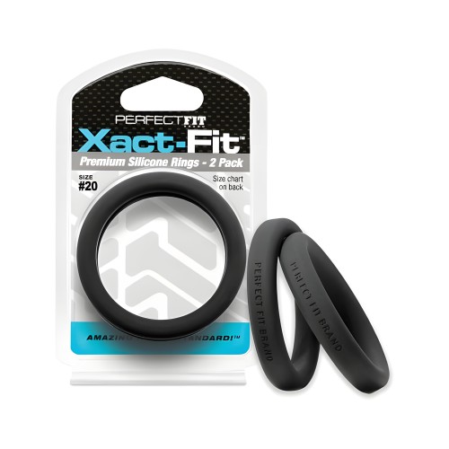Perfect Fit Xact Fit #20 Cock Ring - Black - Pack of 2