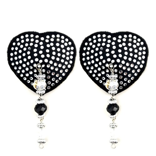 Pasties de Cristal Negro en Forma de Corazón Bijoux de Nip