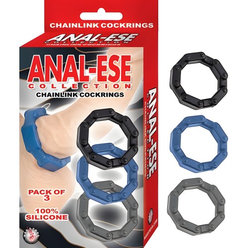 Anillos para Pene Chainlink Colección Anal-ese Negro, Azul, Gris