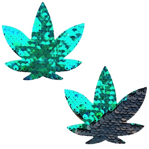 Neva Nude Pasties Pot Leaf Sequin Green To Black