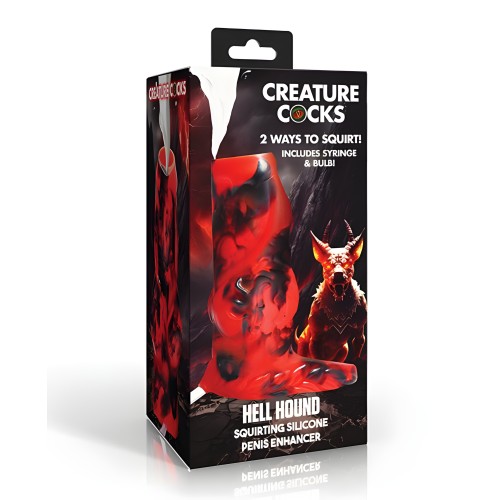 Creature Cocks Hell Hound Squirting Silicone Penis Enhancer - Red