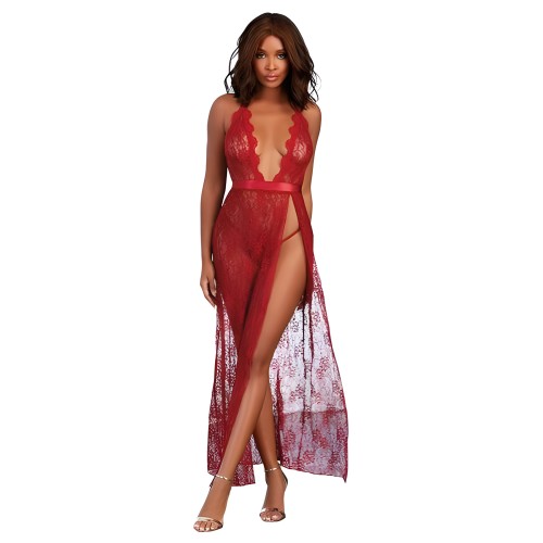 Dreamgirl Lace Gown & G-string Garnet Medium