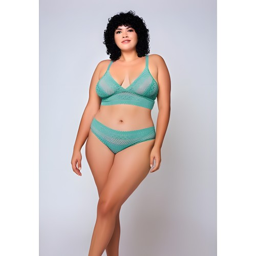 Geometric Lace Bralette & Hipster Teal 3x