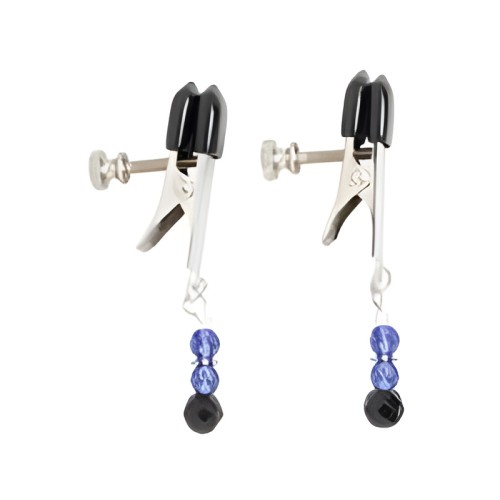 Blue Beaded Clamps With Broad Tip Nipple Clamps - Adjustable Pleasure