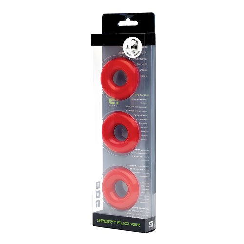 Sport Fucker Chubby Cockring Pack De 3 - Rojo
