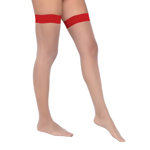 Colored Silicone Stay Up Stockings Red O/s