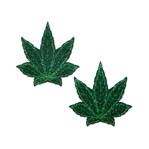 Pastease Glitter Marijuana Leaf Green Pasties O/S