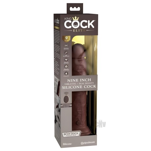 Pene Vibrador Doble Densidad King Cock Elite 9 Pulgadas Marrón