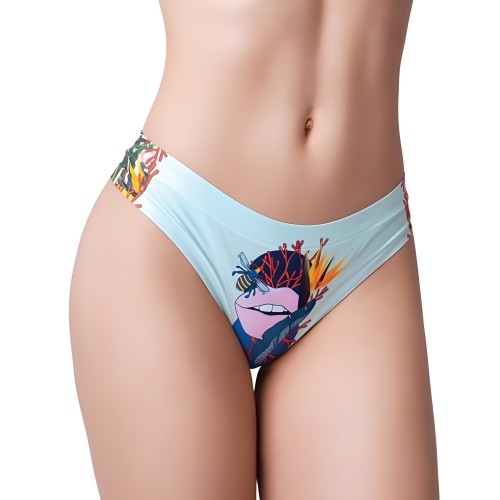 =mememe Botanic Panic Lips Printed Thong - Lg