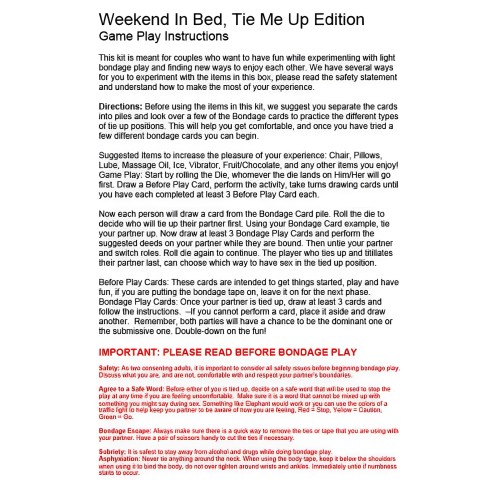 Weekend In Bed All Tied Up Game Kit