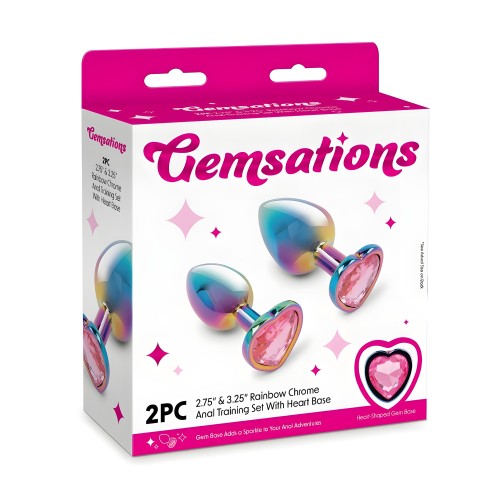 Gemsations 2Pc Rainbow Chrome Anal Training Set With Heart Base