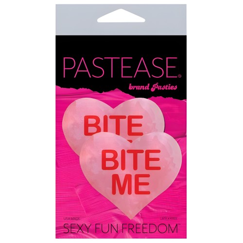 Pastease Bite Me Heart Nipple Pasties - Pink/Red