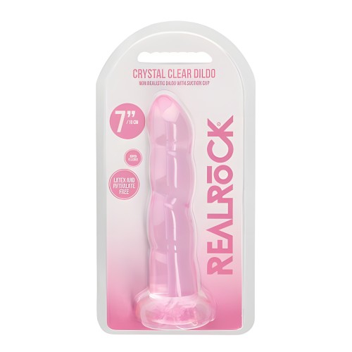 Shots Realrock Crystal Clear Non Realistic 7" Dildo - Pink