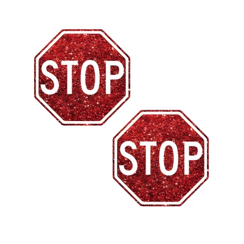 Neva Nude Stop Sign Glitter Pasties - Red O/S