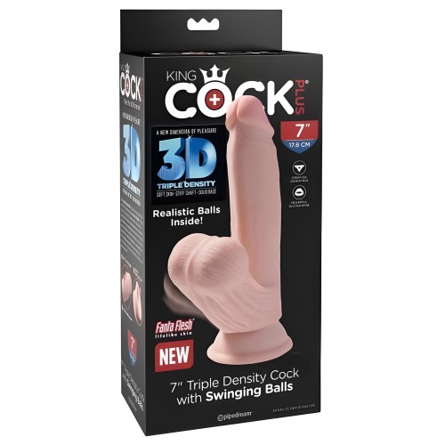 King Cock Triple Density Cock 7 In con Testículos Móviles