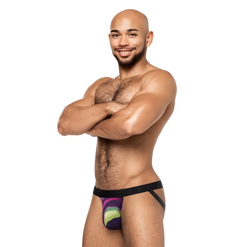 Male Power Galactic Strappy Ring Jock Print S/M