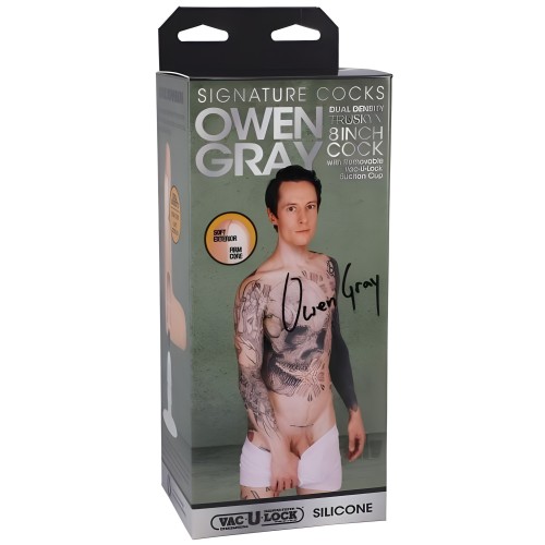 Signature Cocks Owen Gray 8 In. Dildo de Silicona de Doble Densidad con Ventosa Removible Vac-u-lock