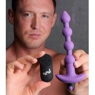 Remote Control Vibrating Silicone Anal Beads - Purple
